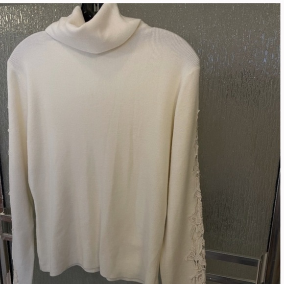 VINTAGE CASHMERE  WHITE SWEATER, Cashmere and wool blend, Meinanda, S.XL - Picture 4 of 9
